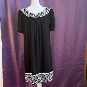 Black Dress with Patterned Trim